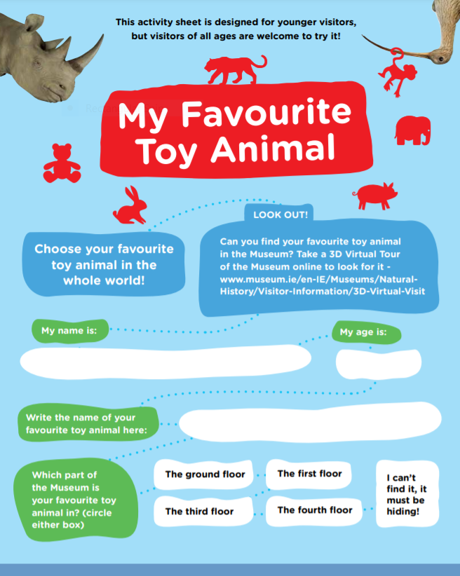 Activity Sheet: My Favourite Toy Animal | Natural History | National Museum  of Ireland
