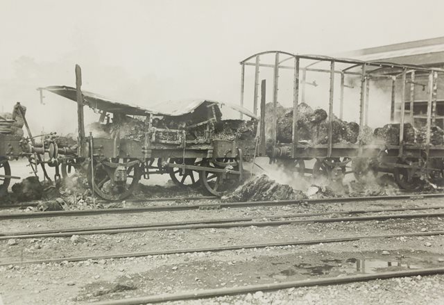 Destroyed train wagons, Kingsbridge Station (Heuston), Dublin, 1921