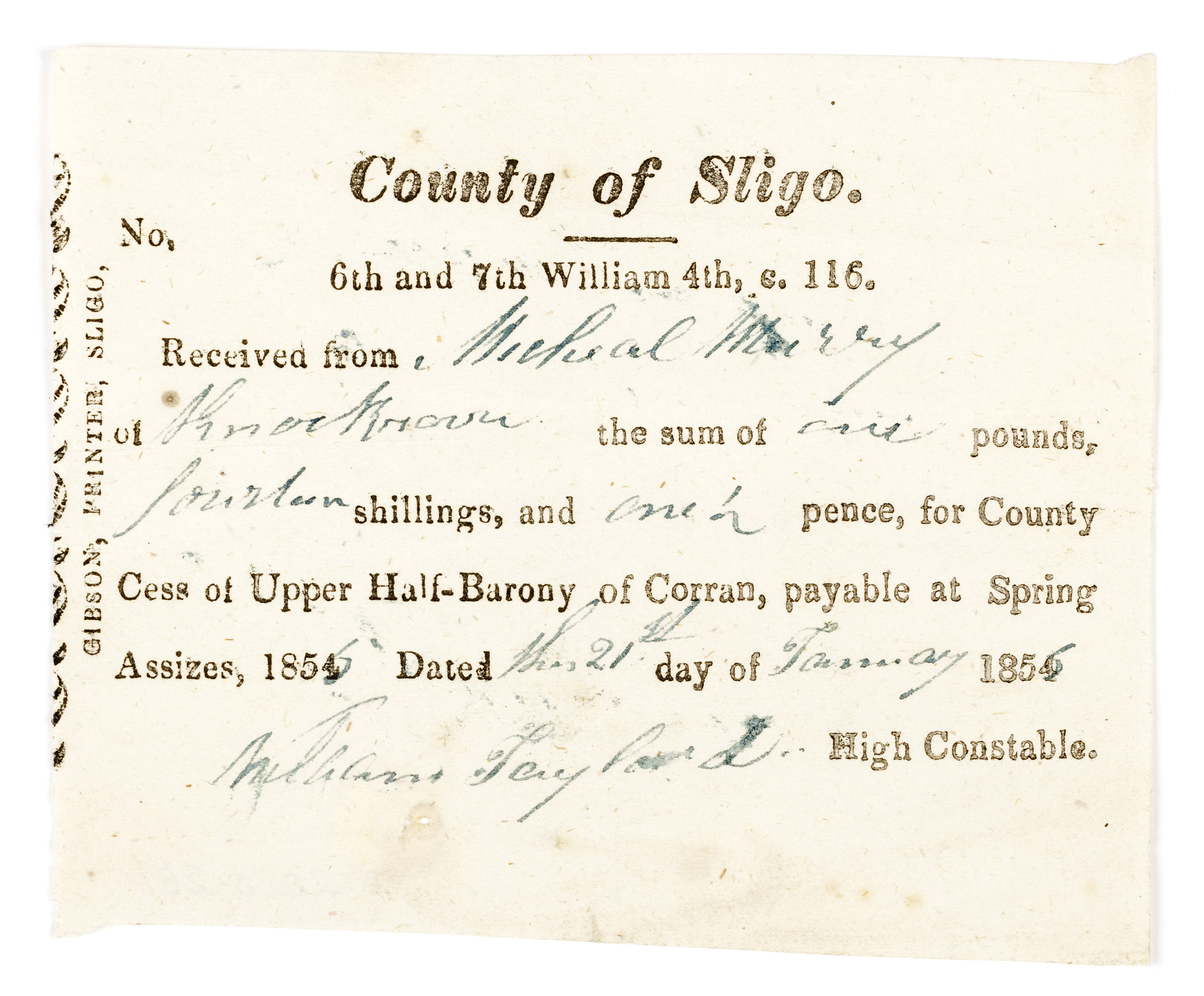 Admháil ar bhéas contae