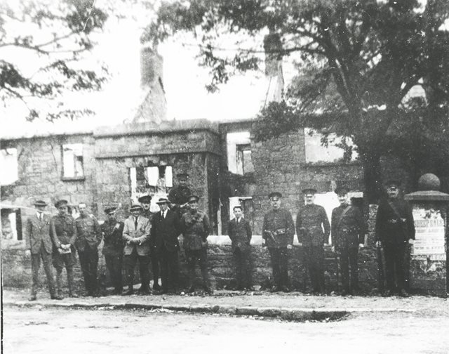 Burned police barracks, 1920-1921