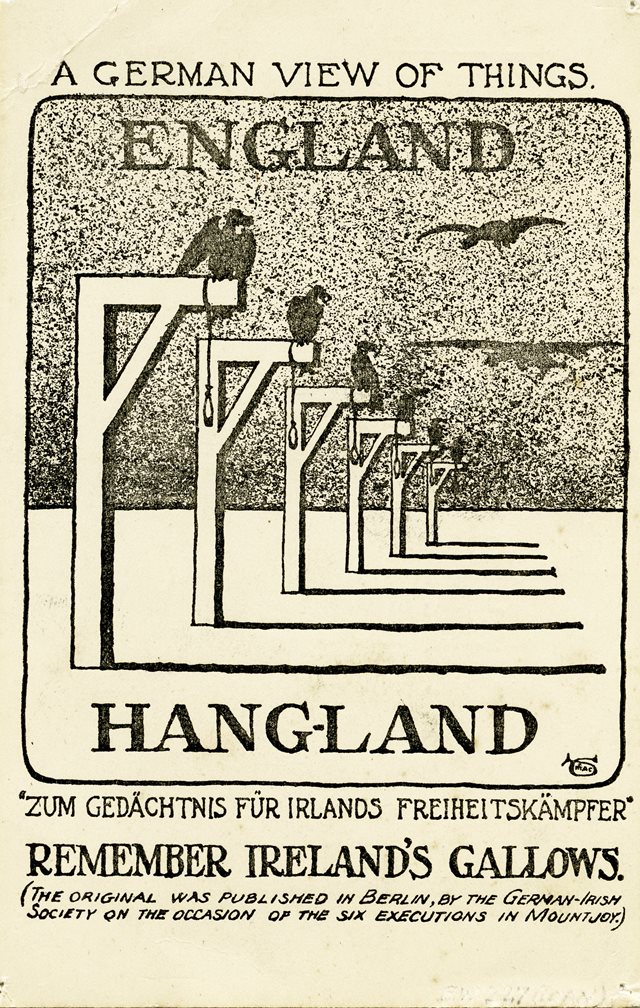 Cartoon postard, England Hangland, 1921