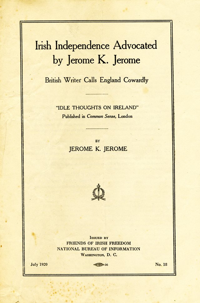 Irish Independence Advocated by Jerome K. Jerome, 1920