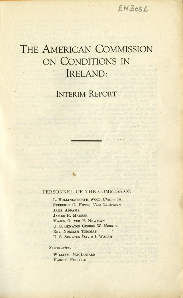 The Report of the American Commission on the Conditions in Ireland, 1920
