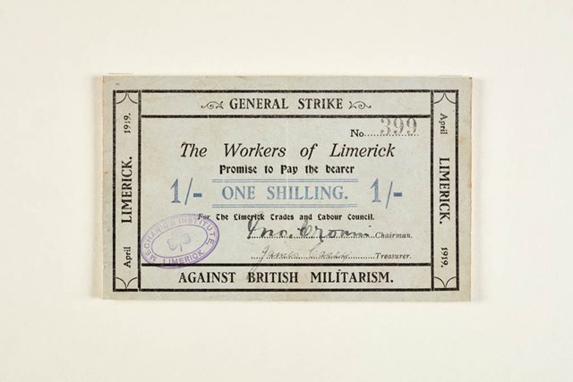 One shilling token, Limerick Soviet, 1919