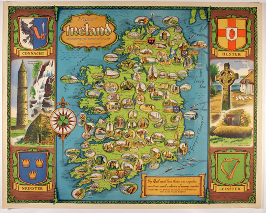 Map of Ireland Showing Places of Note and Interest. British Railways in co-operation with Bord Fáilte Éireann