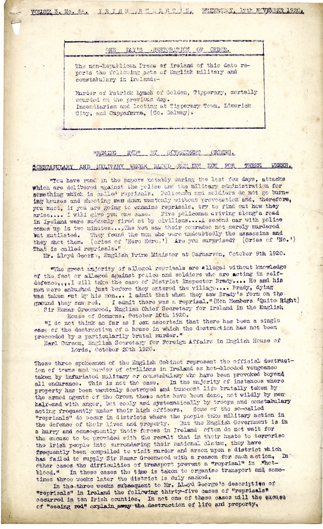 The Irish Bulletin, 17th November 1920