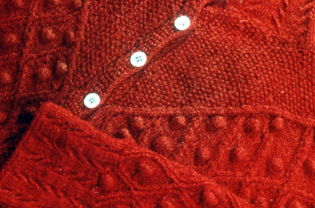 Red Aran cardigan