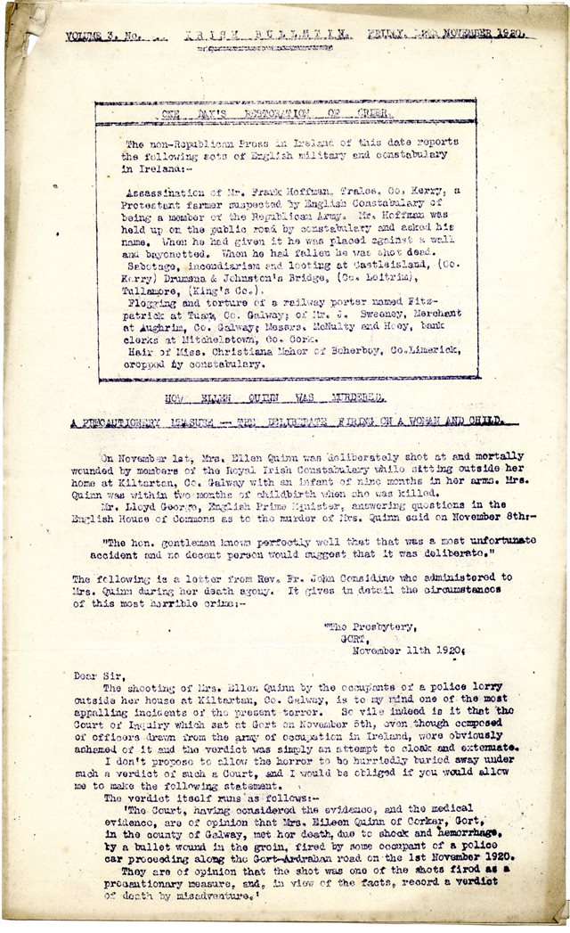 The Irish Bulletin, 12th November 1920