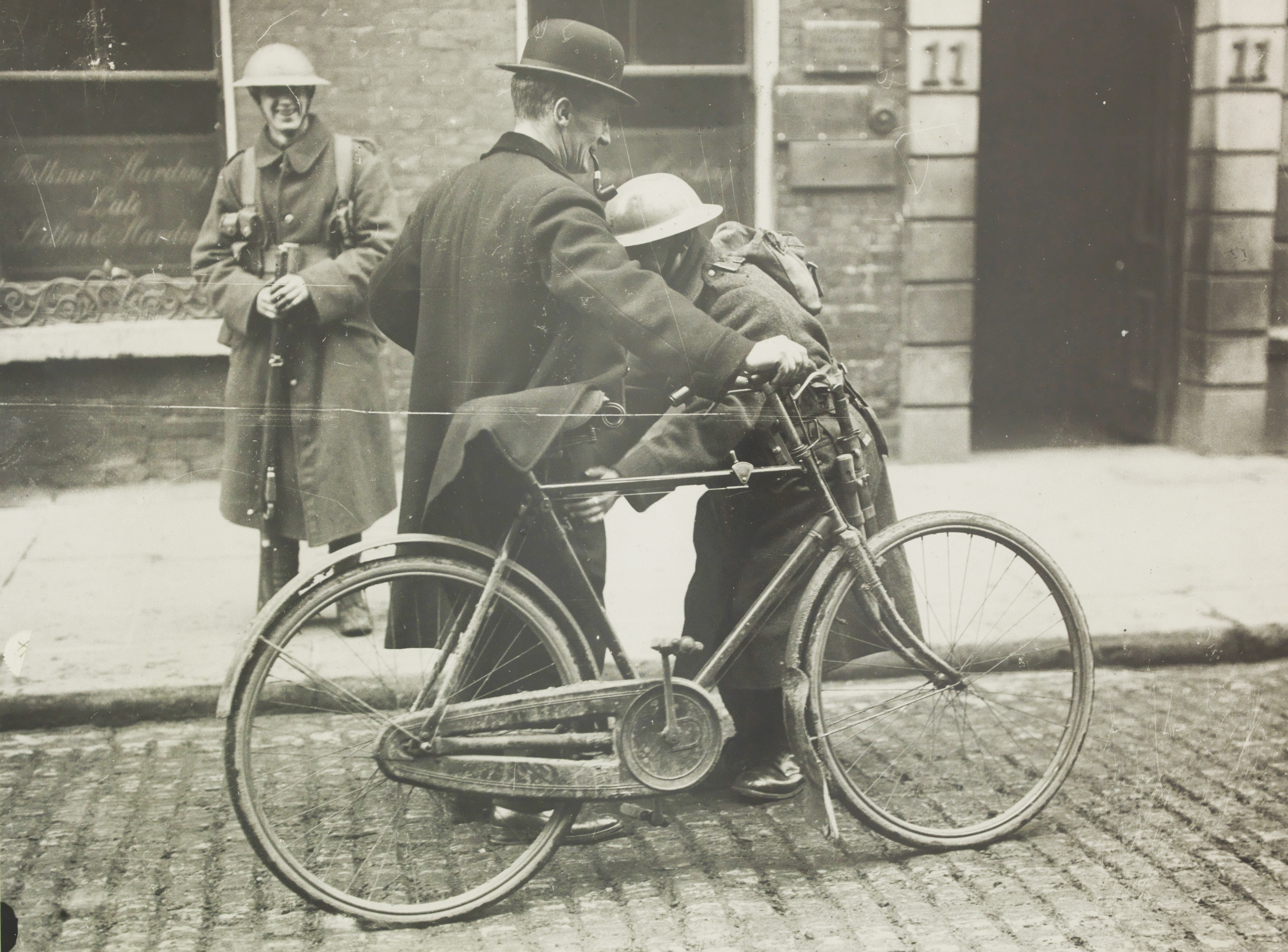 British soldier searches cyclist, 1921 