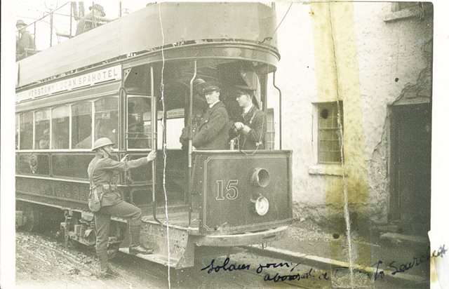 British soldiers search Lucan tram, 1921